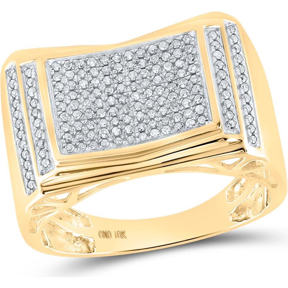 GND 10K Yellow Gold Rectangular Pave-Set Diamond Cluster Ring - 0.50 Carat Total Diamond Weight