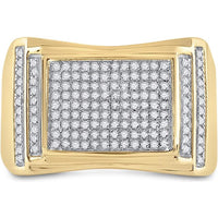 GND 10K Yellow Gold Rectangular Pave-Set Diamond Cluster Ring - 0.50 Carat Total Diamond Weight