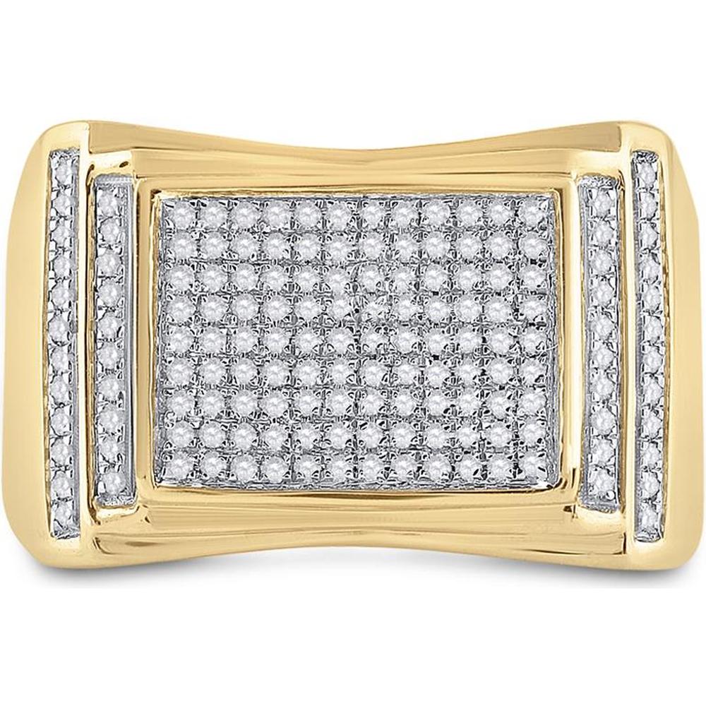 GND 10K Yellow Gold Rectangular Pave-Set Diamond Cluster Ring - 0.50 Carat Total Diamond Weight
