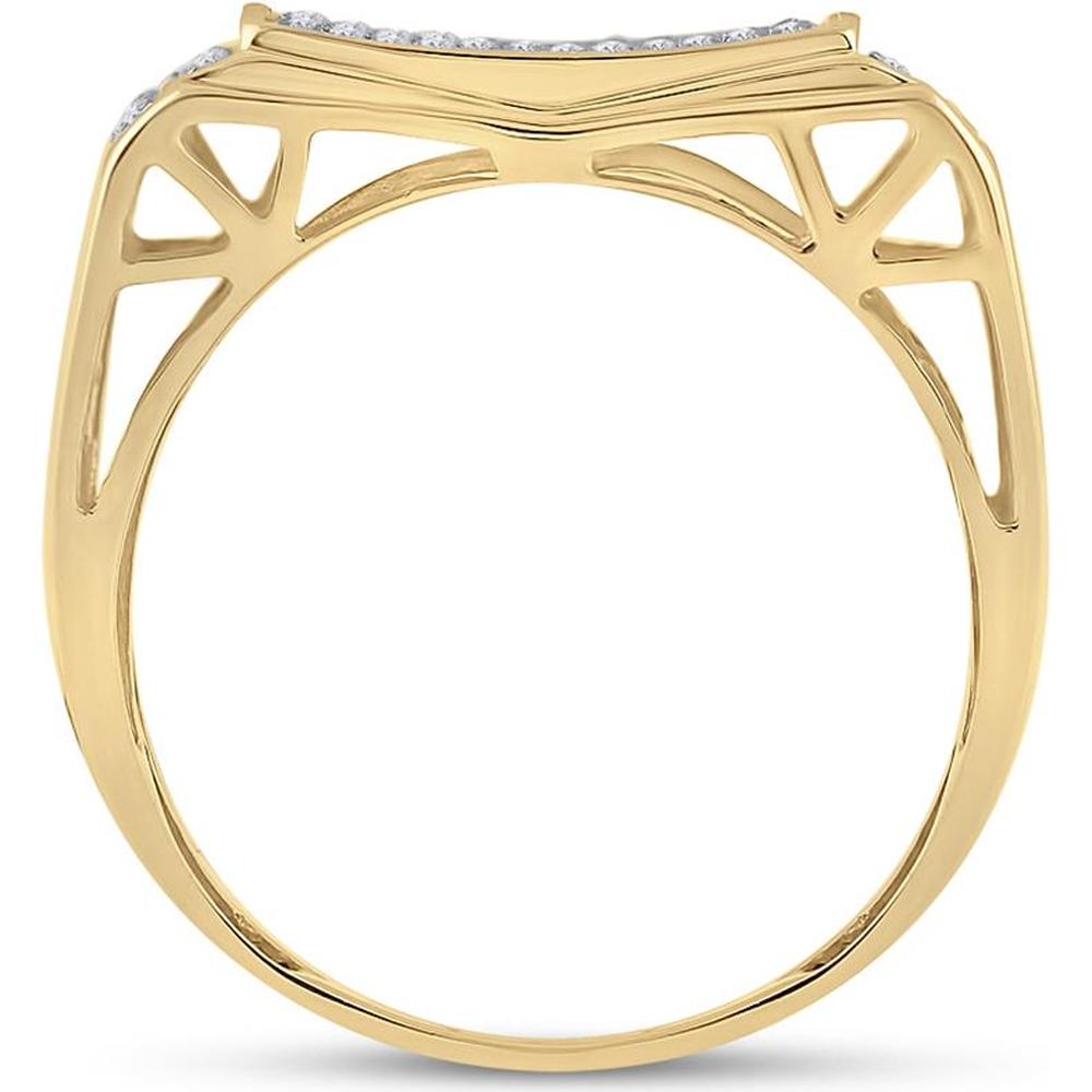 GND 10K Yellow Gold Rectangular Pave-Set Diamond Cluster Ring - 0.50 Carat Total Diamond Weight