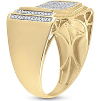 GND 10K Yellow Gold Rectangular Pave-Set Diamond Cluster Ring - 0.50 Carat Total Diamond Weight