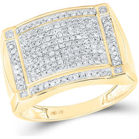 GND 10K Yellow Gold Rectangular Pave-Set Diamond Cluster Ring - 0.50 Carat Total Diamond Weight