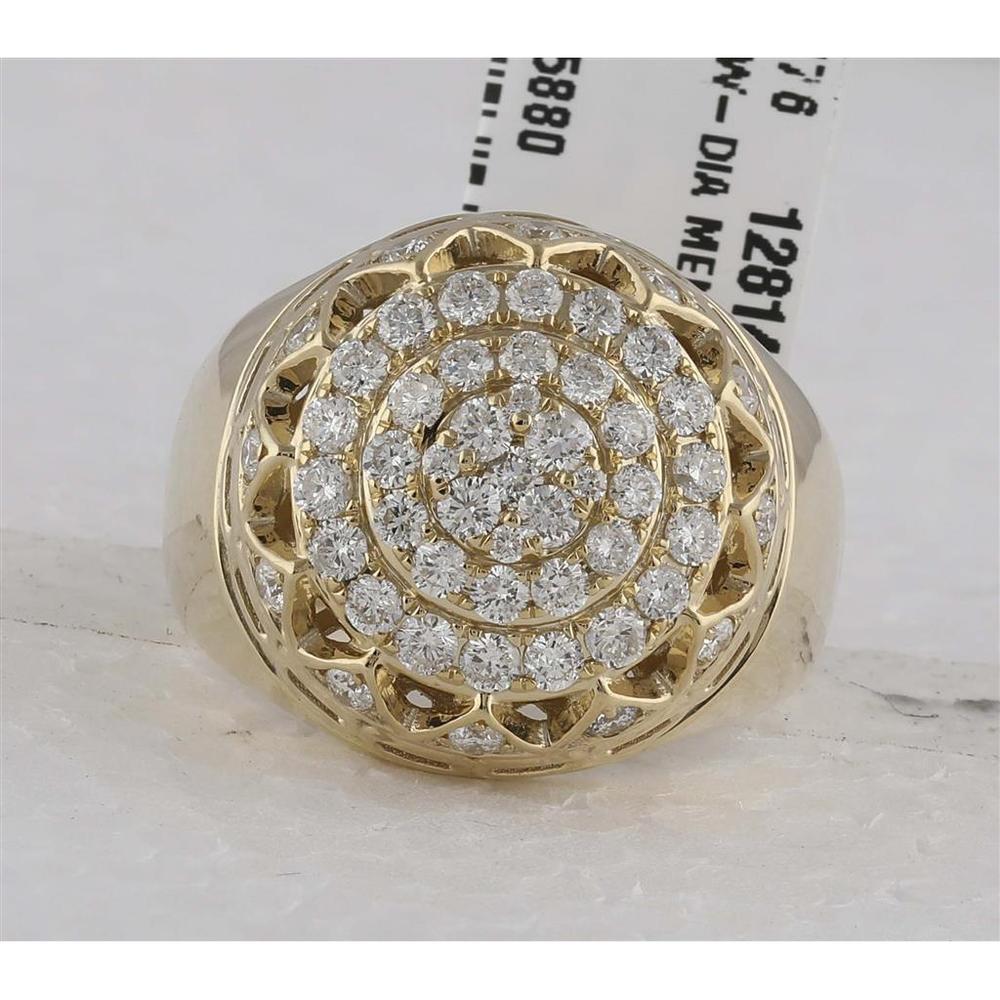 GND 10K Yellow Gold Ring with 1.50 Carat Round Pave-Set Diamonds in Circle Cluster Design
