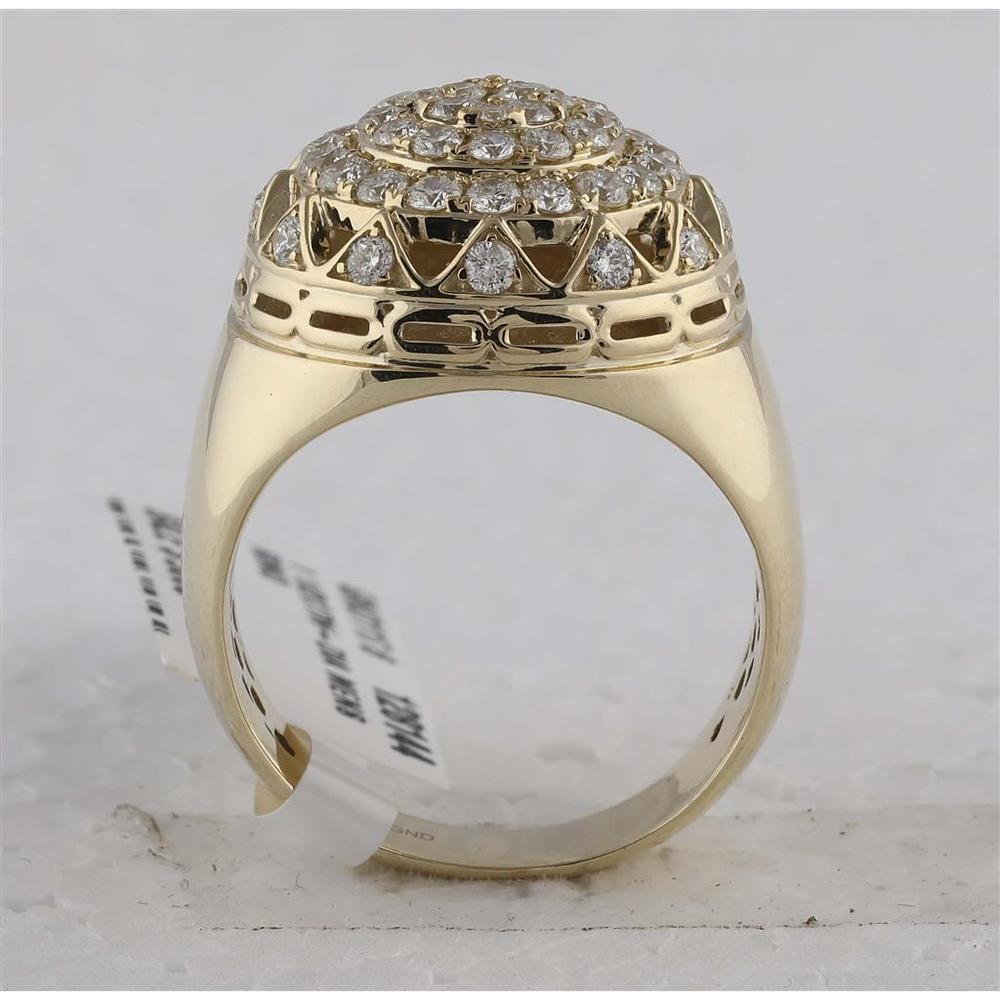 GND 10K Yellow Gold Ring with 1.50 Carat Round Pave-Set Diamonds in Circle Cluster Design