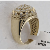 GND 10K Yellow Gold Ring with 1.50 Carat Round Pave-Set Diamonds in Circle Cluster Design