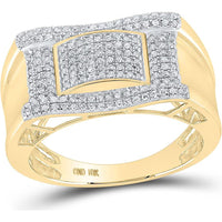 GND 10K Yellow Gold Ring with Pave-Set Round Diamond Cluster - 1/2 Total Carat Weight