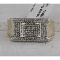 GND 10K Yellow Gold Ring with Pave-Set Round Diamond Cluster - 1/2 Total Carat Weight