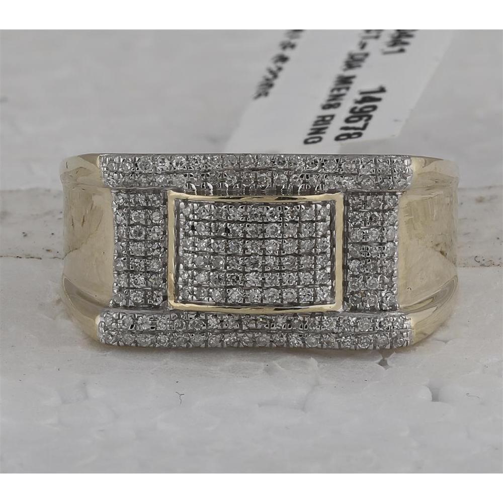 GND 10K Yellow Gold Ring with Pave-Set Round Diamond Cluster - 1/2 Total Carat Weight