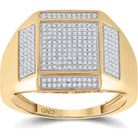 GND 10K Yellow Gold Ring with Pave-Set Round Diamonds - 3/8 Total Carat Weight