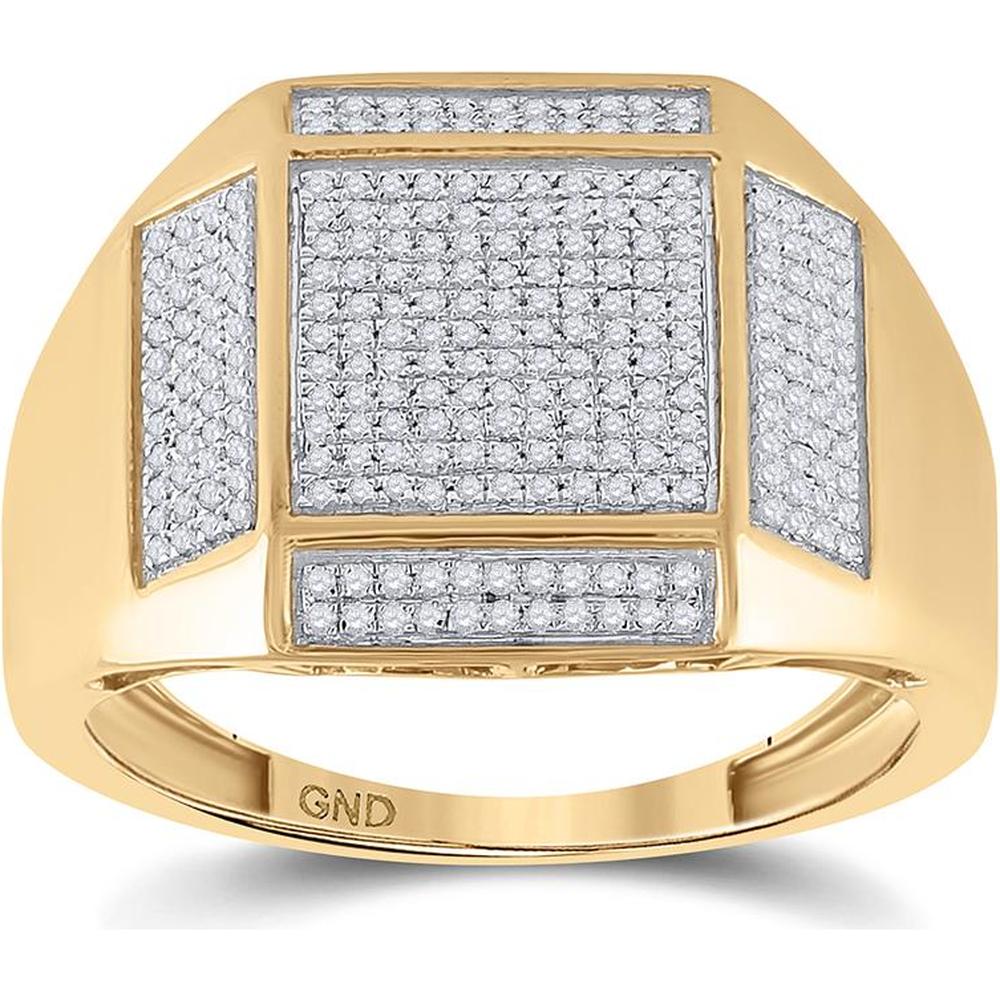 GND 10K Yellow Gold Ring with Pave-Set Round Diamonds - 3/8 Total Carat Weight