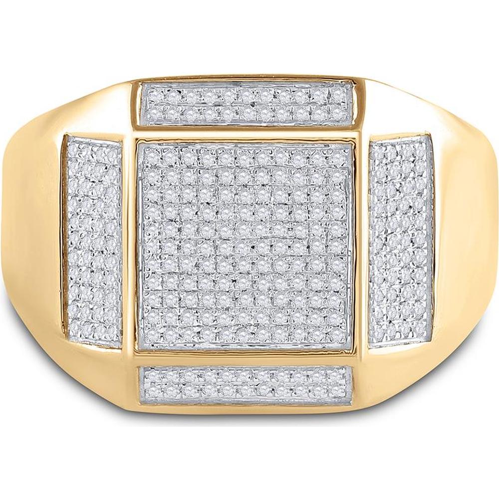 GND 10K Yellow Gold Ring with Pave-Set Round Diamonds - 3/8 Total Carat Weight