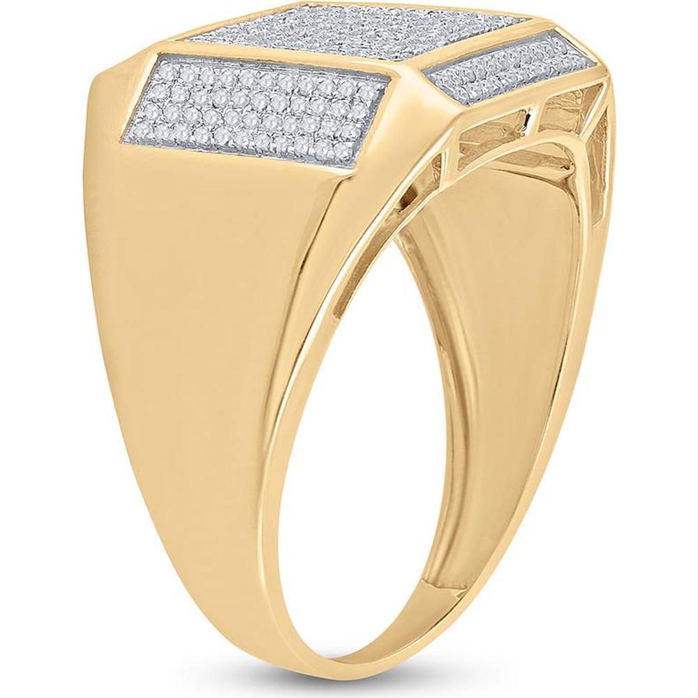 GND 10K Yellow Gold Ring with Pave-Set Round Diamonds - 3/8 Total Carat Weight