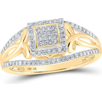 GND 10K Yellow Gold Ring with Prong-Set Round Diamonds in a Square Cluster - 1/4 Total Carat Weight
