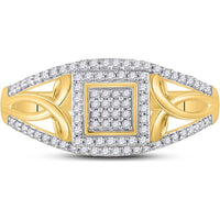 GND 10K Yellow Gold Ring with Prong-Set Round Diamonds in a Square Cluster - 1/4 Total Carat Weight