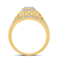GND 10K Yellow Gold Ring with Prong-Set Round Diamonds in a Square Cluster - 1/4 Total Carat Weight