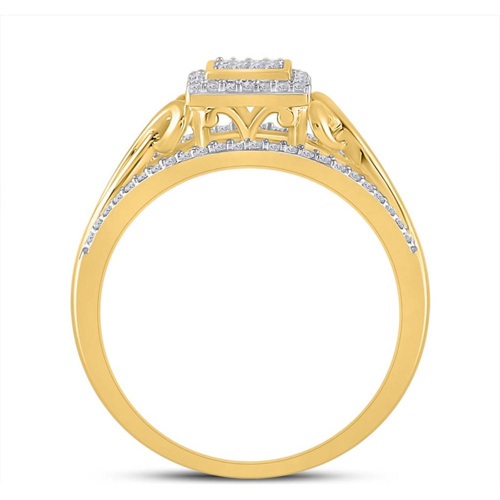 GND 10K Yellow Gold Ring with Prong-Set Round Diamonds in a Square Cluster - 1/4 Total Carat Weight