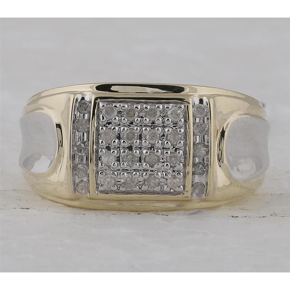 GND 10K Yellow Gold Ring with Prong-Set Round Diamonds in Square Cluster - 0.25 Carat Total Diamond Weight