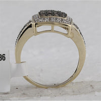GND 10K Yellow Gold Round Brown Diamond Cluster Ring with Pave-Set White Diamonds - 0.50 Carat Total Diamond Weight
