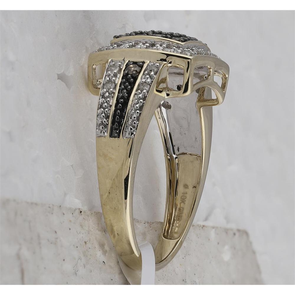 GND 10K Yellow Gold Round Brown Diamond Cluster Ring with Pave-Set White Diamonds - 0.50 Carat Total Diamond Weight