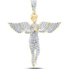 GND 10K Yellow Gold Round Diamond Angel Charm Pendant with Pave-Set Diamonds - 1.05 Carat Total Diamond Weight