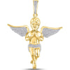 GND 10K Yellow Gold Round Diamond Angel Charm Pendant with Prong-Set Wings - 1/2 Carat Total Diamond Weight