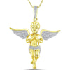 GND 10K Yellow Gold Round Diamond Angel Charm Pendant with Prong-Set Wings - 1/2 Carat Total Diamond Weight