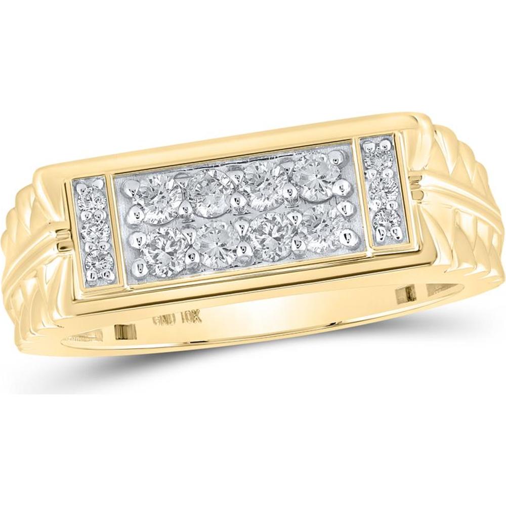 GND 10K Yellow Gold Round Diamond Band Ring - 0.50 Carat Total Diamond Weight