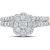 GND 10K Yellow Gold Round Diamond Bridal Wedding Ring Set - 1.00 Carat Total Diamond Weight
