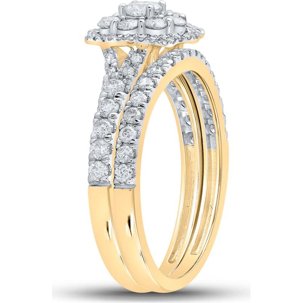 GND 10K Yellow Gold Round Diamond Bridal Wedding Ring Set - 1.00 Carat Total Diamond Weight