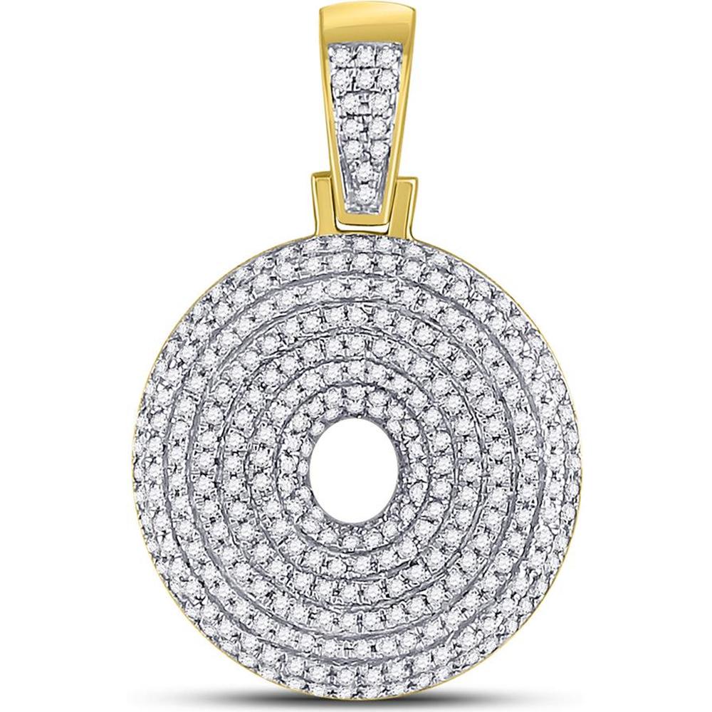 GND 10K Yellow Gold Round Diamond Bubble O Letter Charm Pendant - 0.88 Carat Total Diamond Weight