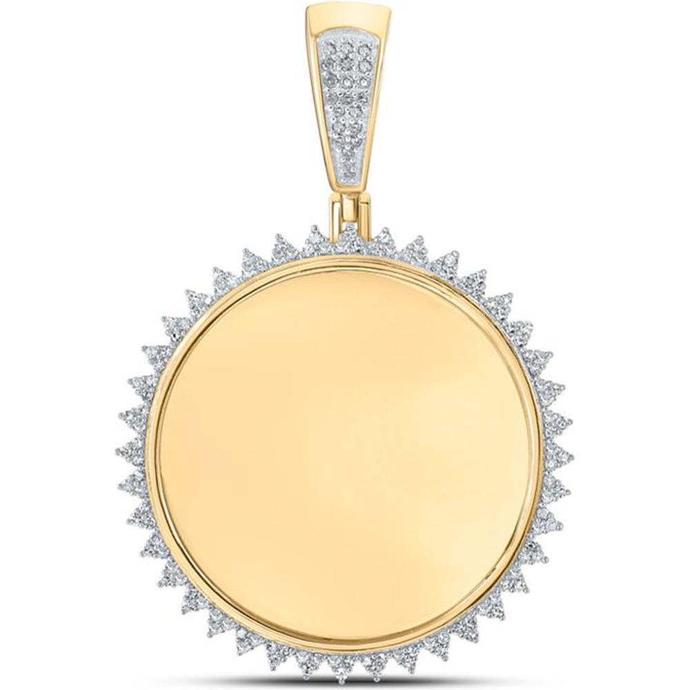 GND 10K Yellow Gold Round Diamond Circle Charm Pendant with Prong Set Diamonds - 3/8 Total Carat Weight