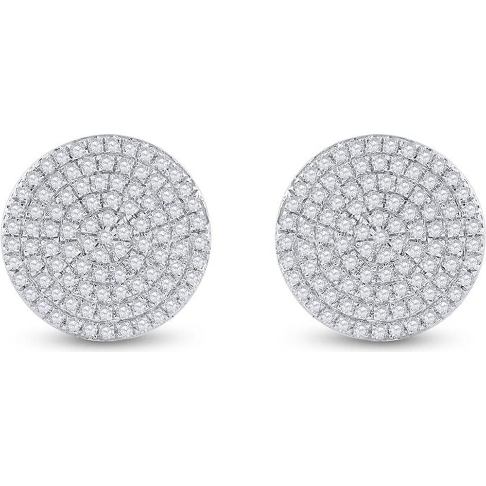 GND 10K Yellow Gold Round Diamond Circle Cluster Earrings - 1/3 Carat Total Diamond Weight