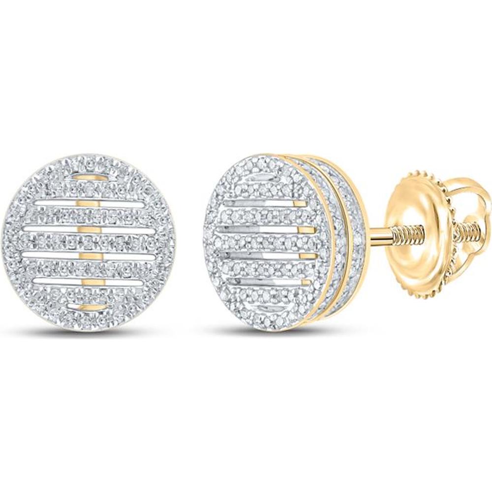 GND 10K Yellow Gold Round Diamond Circle Earrings with Pavé Setting - 3/4 Carat Total Diamond Weight