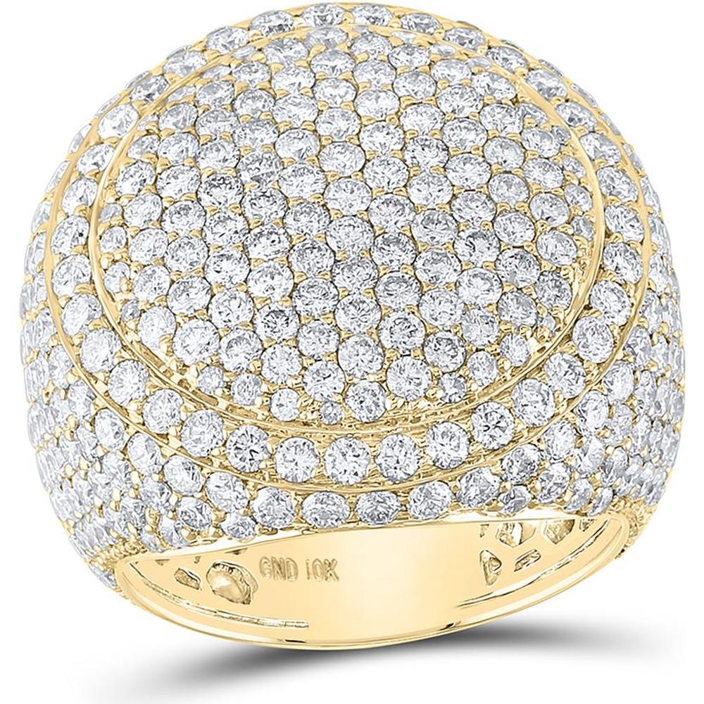 GND 10K Yellow Gold Round Diamond Circle Pave Cluster Ring – 8.25 Carat Total Diamond Weight