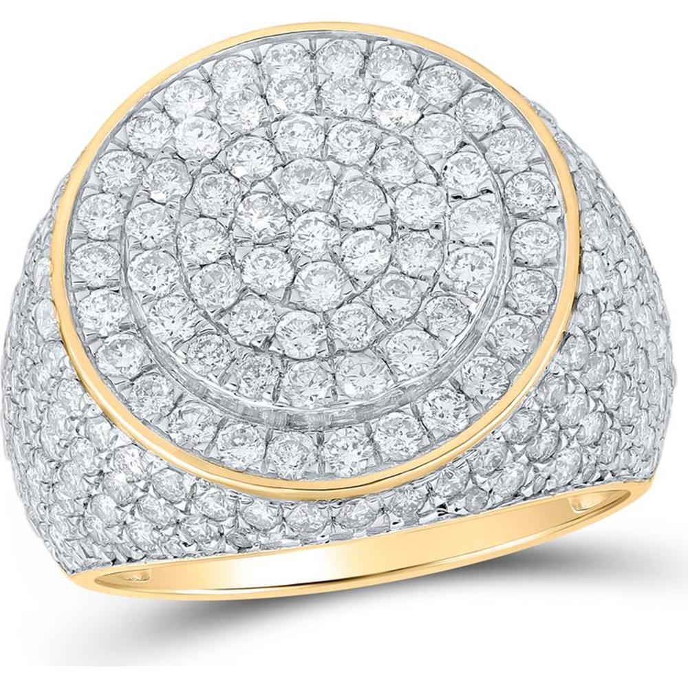 GND 10K Yellow Gold Round Diamond Circle Ring with 4 Carat Total Diamond Weight