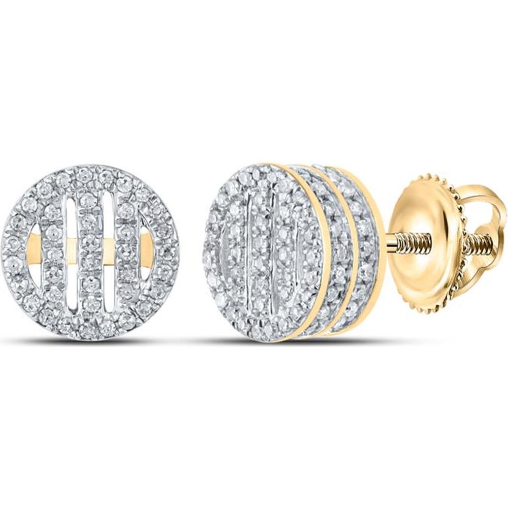 GND 10K Yellow Gold Round Diamond Circle Stud Earrings - 0.48 Carat Total Diamond Weight
