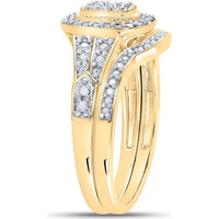GND 10K Yellow Gold Round Diamond Cluster Bridal Wedding Ring Set - 0.20 Carat Primary Stone, 1/5 Carat Total Carat Weight