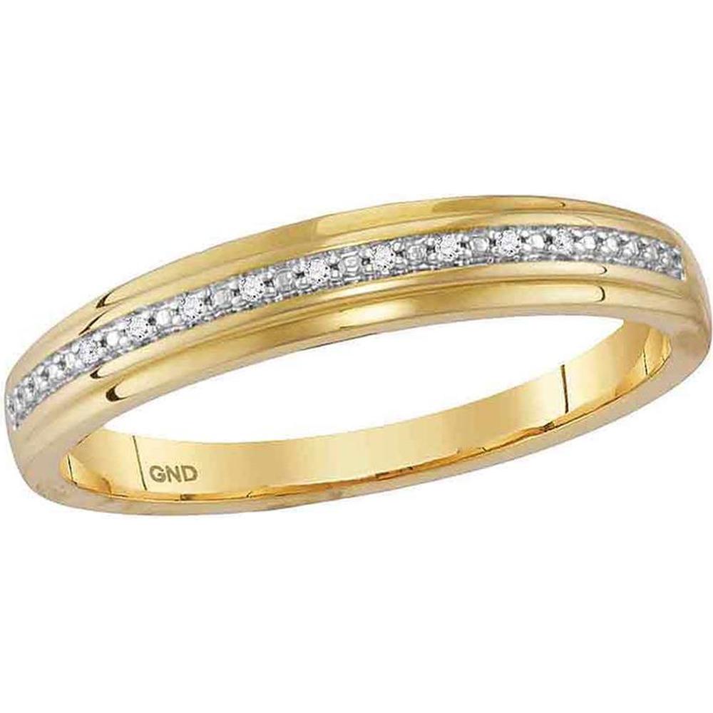 GND 10K Yellow Gold Round Diamond Cluster Matching Wedding Ring Set - 1/10 Carat Total Diamond Weight