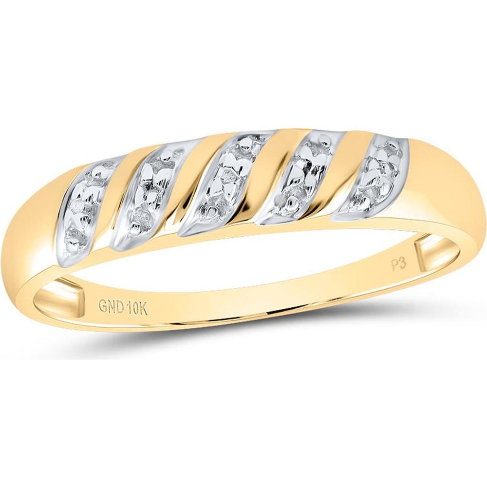 GND 10K Yellow Gold Round Diamond Cluster Matching Wedding Ring Set - 1/10 Total Carat Weight