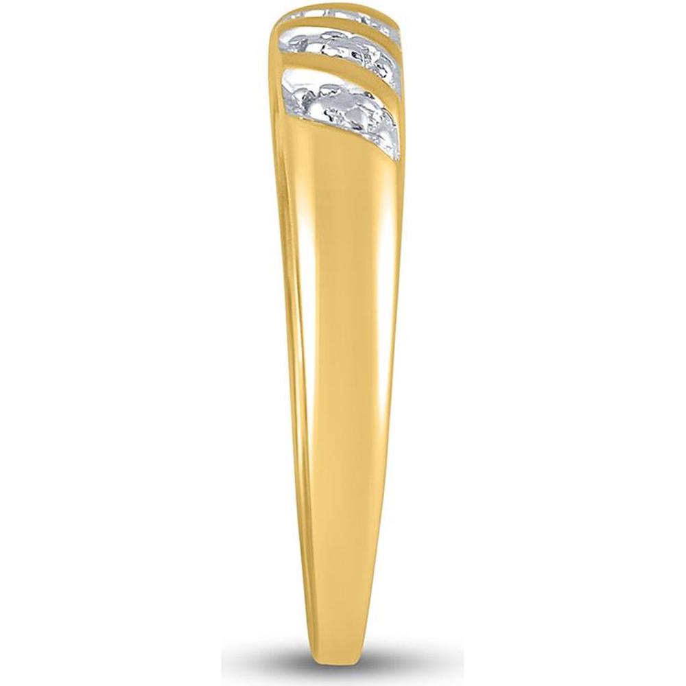 GND 10K Yellow Gold Round Diamond Cluster Matching Wedding Ring Set - 1/10 Total Carat Weight