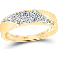 GND 10K Yellow Gold Round Diamond Cluster Matching Wedding Ring Set - 1/2 Carat Total Diamond Weight
