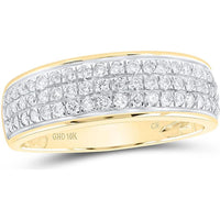 GND 10K Yellow Gold Round Diamond Cluster Matching Wedding Ring Set – 1.75 Carat Total Diamond Weight