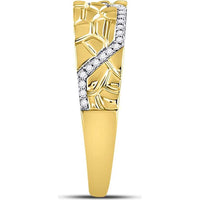 GND 10K Yellow Gold Round Diamond Cluster Matching Wedding Ring Set with Prong-Set Diamonds – 3/8 Total Carat Weight
