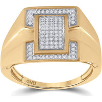 GND 10K Yellow Gold Round Diamond Cluster Men's Ring - 1/4 Carat Total Diamond Weight