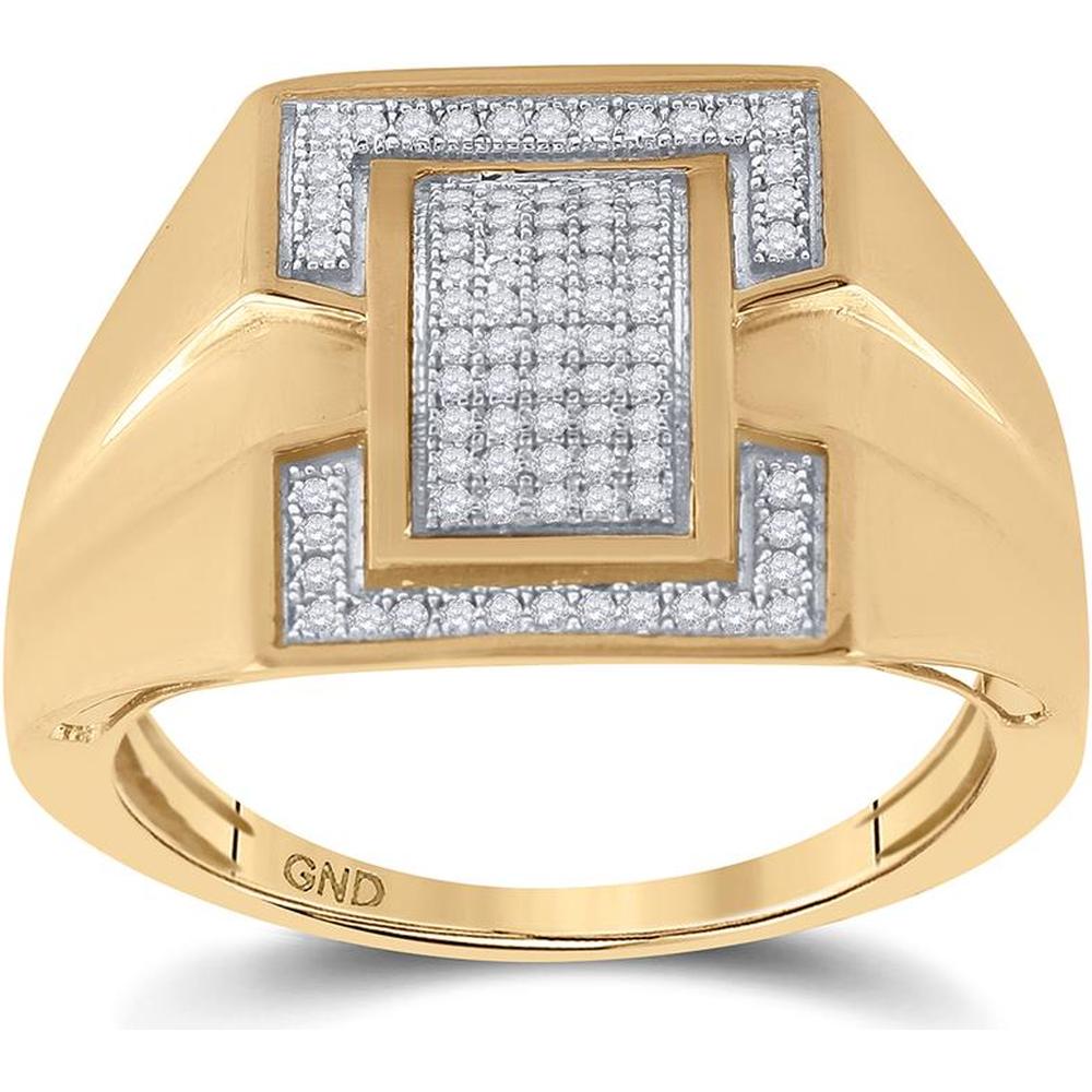 GND 10K Yellow Gold Round Diamond Cluster Men's Ring - 1/4 Carat Total Diamond Weight