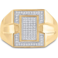 GND 10K Yellow Gold Round Diamond Cluster Men's Ring - 1/4 Carat Total Diamond Weight