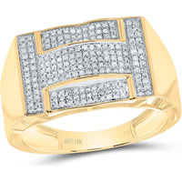 GND 10K Yellow Gold Round Diamond Cluster Ring with Pave Set Diamonds - 1/2 Carat Total Diamond Weight