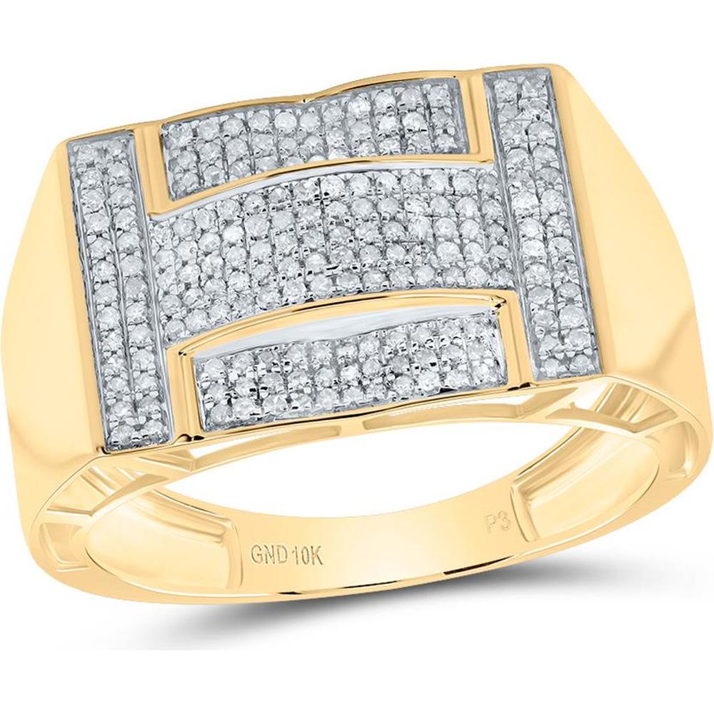 GND 10K Yellow Gold Round Diamond Cluster Ring with Pave Set Diamonds - 1/2 Carat Total Diamond Weight