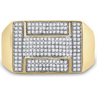 GND 10K Yellow Gold Round Diamond Cluster Ring with Pave Set Diamonds - 1/2 Carat Total Diamond Weight