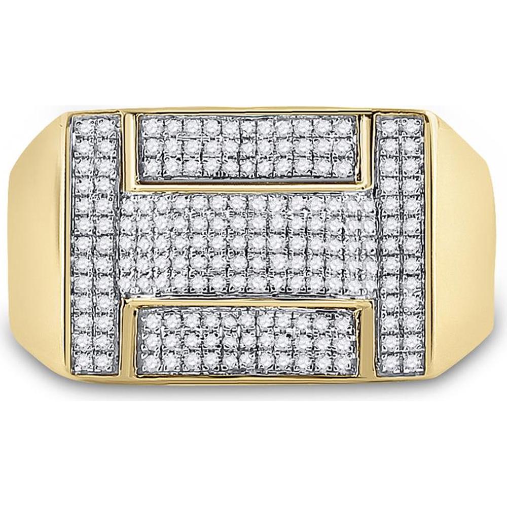 GND 10K Yellow Gold Round Diamond Cluster Ring with Pave Set Diamonds - 1/2 Carat Total Diamond Weight